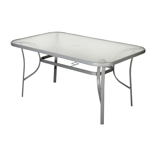 Flash Furniture TLH-SC-094L-SV-GG Tory 59" x 35" Silver Metal Frame Patio Table w/ Glass Top