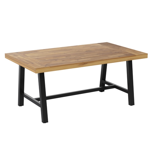 Flash Furniture TT-TT01122-1A-NAT-GG Rafe 67" x 37.5" Black Metal Frame Patio Table w/ Acacia Top
