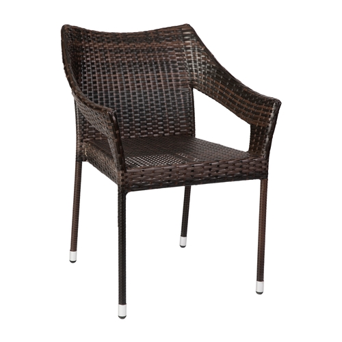 Flash Furniture TT-TT02-ESP-GG Ethan 23.5"x 22.75" Espresso Wicker Patio Stacking Chair