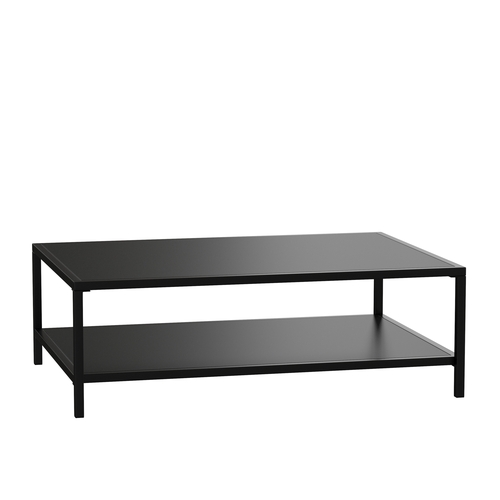 Flash Furniture XU-T6R60USO-2T-BK-GG Brock 45"x 32" Black Steel Outdoor 2-Tier Patio Coffee Table