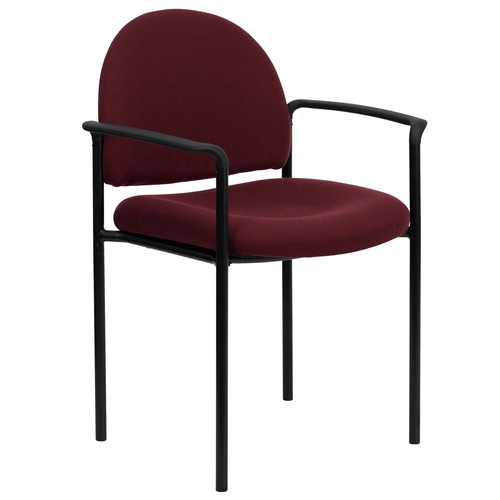 Flash Furniture BT-516-1-BY-GG Burgundy Fabric Stackable Steel Side Reception Chair w/ Arms