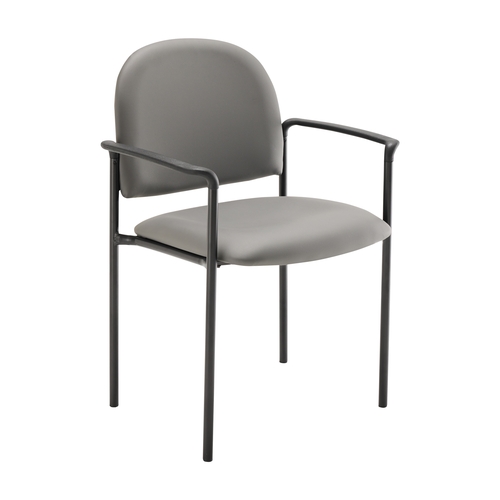 Flash Furniture BT-516-1-GRY-VINYL-GG Tiffany Gray Vinyl Steel Side Reception Chair w/ Armrest