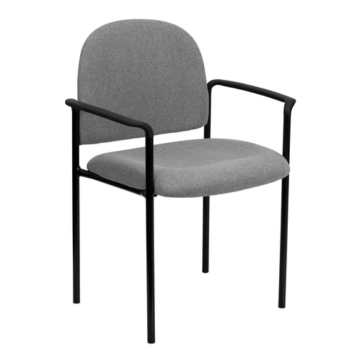 Flash Furniture BT-516-1-GY-GG Gray Fabric Stackable Steel Side Reception Chair w/ Armrest