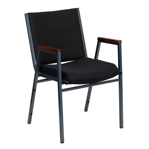 Flash Furniture XU-60154-BK-GG Hercules Padded Black Patterned Fabric Stack Chair w/ Arms