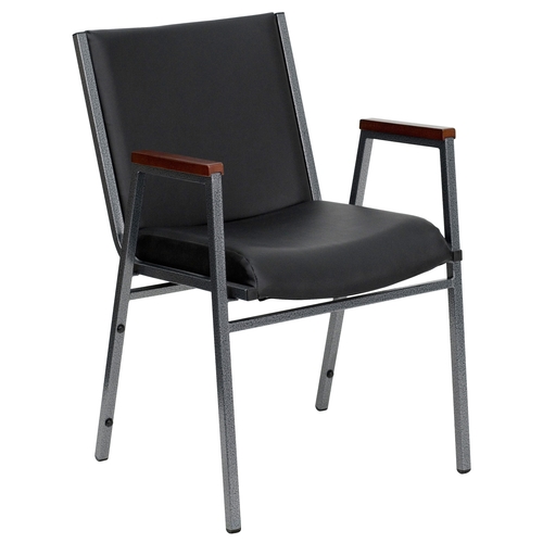 Flash Furniture XU-60154-BK-VYL-GG Hercules Padded Black Vinyl Stacking Chair w/ Armrest