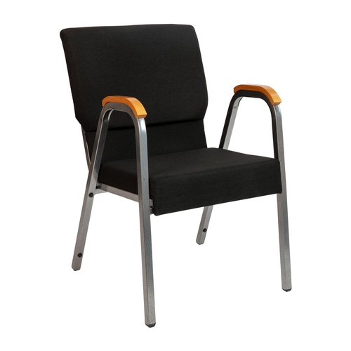 Flash Furniture XU-DG-60156-BK-GG Hercules 21"W Black Fabric Silver Metal Stackable Arm Chair