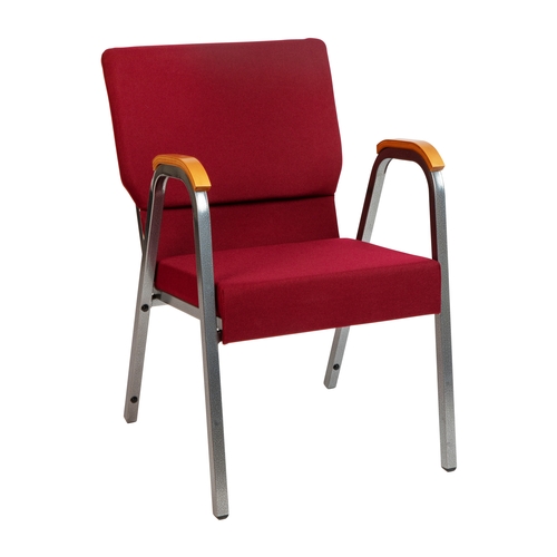 Flash Furniture XU-DG-60156-BUR-GG Hercules 21"W Burgundy Fabric Silver Metal Stacking Armchair