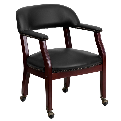 Flash Furniture B-Z100-BLACK-GG Mahogany Conference Chair w/ Black Vinyl Upholstery