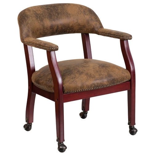 Flash Furniture B-Z100-BRN-GG Mahogany Conference Chair w/ Brown Microfiber Upholstery