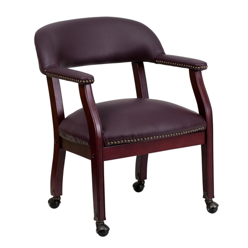 Flash Furniture B-Z100-LF19-LEA-GG Mahogany Conference Chair w/ Burgundy Leather Upholstery