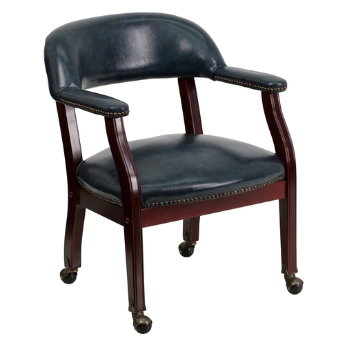 Flash Furniture B-Z100-NAVY-GG Mahogany Conference Chair w/ Navy Vinyl Upholstery