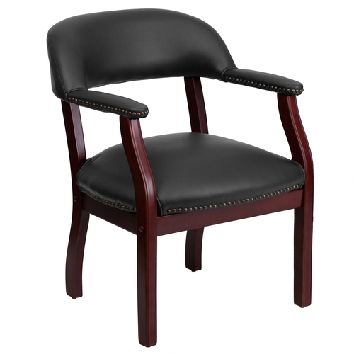 Flash Furniture B-Z105-BLACK-GG Mahogany Conference Chair w/ Black Vinyl Upholstery