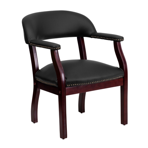 Flash Furniture B-Z105-LF-0005-BK-LEA-GG Mahogany Conference Chair w/ Black Leather Upholstery