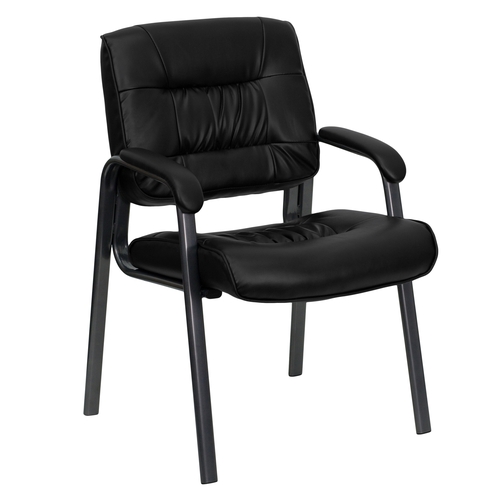 Flash Furniture BT-1404-BKGY-GG Black Leather Executive Side Chair w/ Titanium Frame Finish