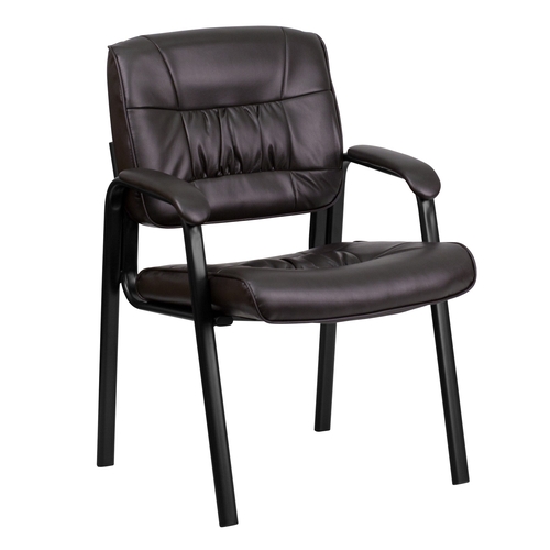 Flash Furniture BT-1404-BN-GG Brown Leather Executive Side Chair with Black Frame Finish