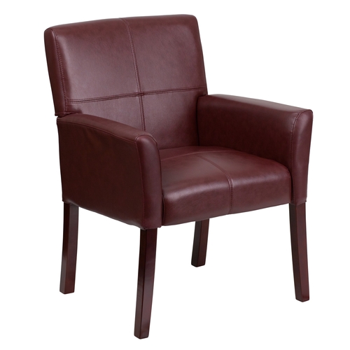 Flash Furniture BT-353-BURG-GG Burgundy Leather Executive Side Chair w/ Mahogany Legs