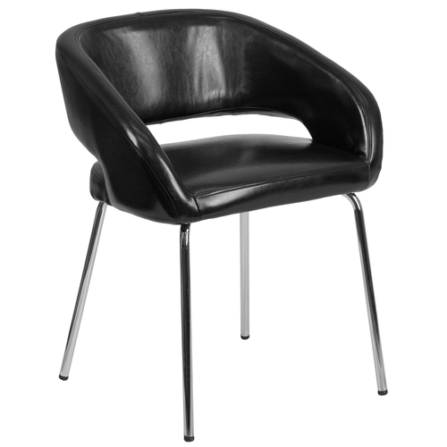 Flash Furniture CH-162731-BK-GG Fusion Series Black Leather Curved Reception Chair
