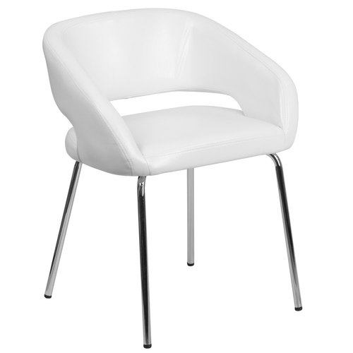 Flash Furniture CH-162731-WH-GG Fusion Series White Leather Curved Reception Chair
