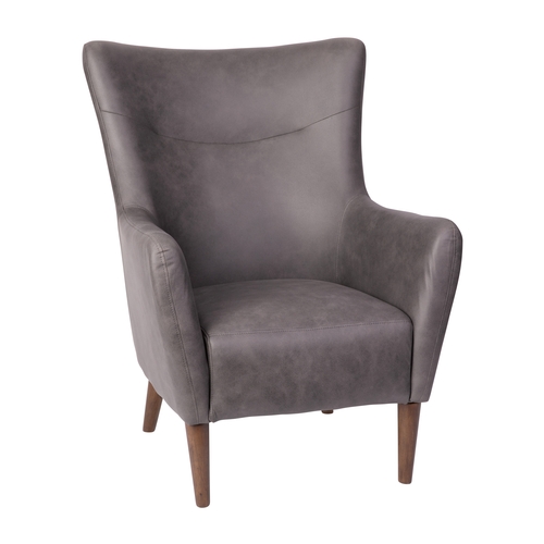 Flash Furniture QY-B235-DGY-GG Connor Gray Leather Wingback Accent Chair w/ Wooden Legs