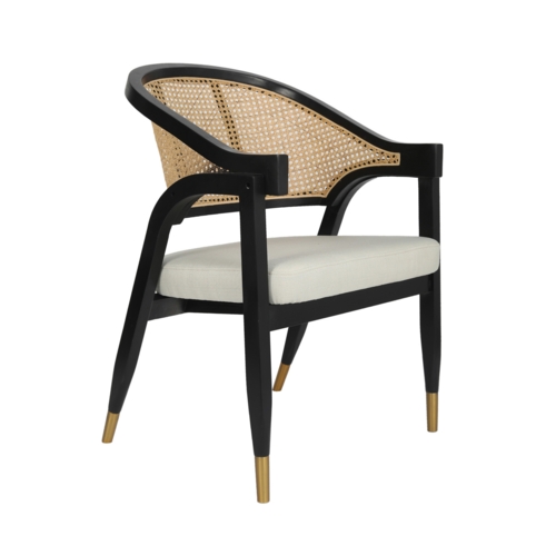 Flash Furniture SK-220901-NATBLK-GG Naomi Natural/Black Wood Dining & Accent Chair w/ Beige Seat