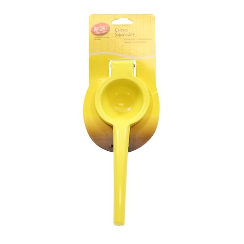 TableCraft H119Y 9" Yellow Coated Aluminum Hand Citrus Squeezer