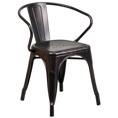 Flash Furniture CH-31270-BQ-GG Black & Gold Curved Back w/ Vertical Slat Stacking Armchair