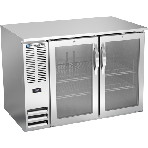 Beverage Air BB48HC-G-S 48" 2 Glass Door Back Bar Cooler w/ Stainless Steel Exterior