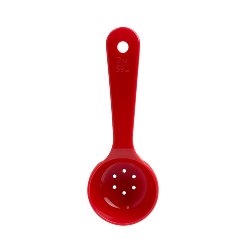 Thunder Group PLPSS020RD 2 oz Red High Hear Short Handle Perforated Serving Spoon