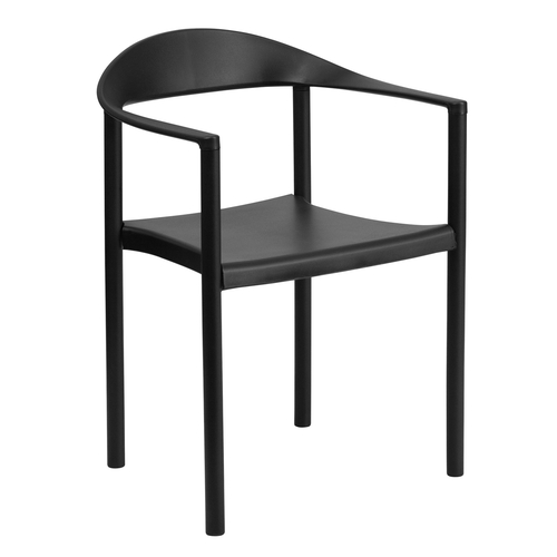 Flash Furniture RUT-418-BK-GG Hercules Black Plastic Cafe Stacking Chair w/ Metal Frame