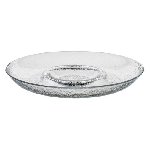 Mikasa Hospitality 2166-1 Ardacam Clear Glass 10.6" Dia. Chip-N-Dip Plate - 1 Doz