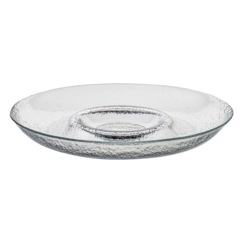 Mikasa Hospitality 2246-1 Ardacam Clear Glass 14.7" Dia. Chip-N-Dip Plate - 1 Doz