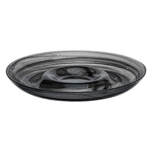 Mikasa Hospitality 2246-43 Ardacam Black Glass 14.7" Dia. Chip-N-Dip Plate - 1 Doz