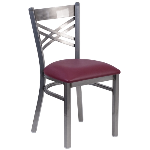 Flash Furniture XU-6FOB-CLR-BURV-GG Hercules 16.5" x 17" 18 Gauge Steel X Back Side Chair