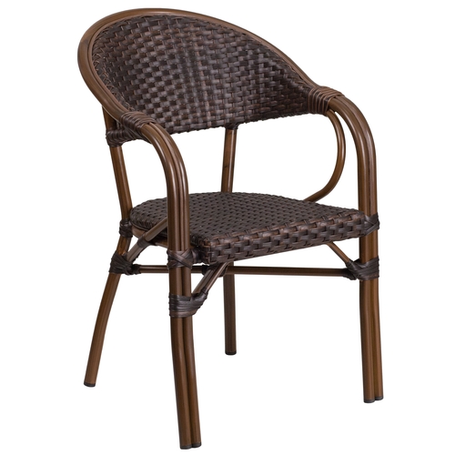 Flash Furniture SDA-AD642003R-2-GG Milano Brown Rattan Patio Armchair w/ Bamboo-Aluminum Frame