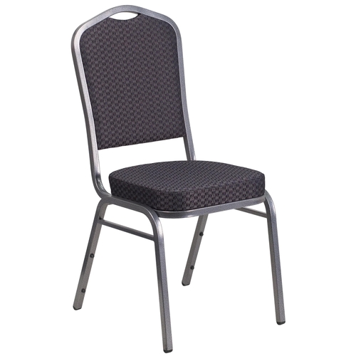 Flash Furniture HF-C01-SV-E26-BK-GG Hercules Crown Back Stacking Banquet Chair