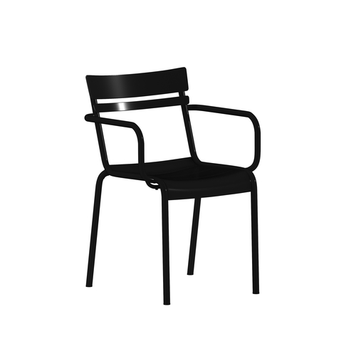 Flash Furniture XU-CH-10318-ARM-BK-GG Nash Black Slat Back Metal Stack Chair