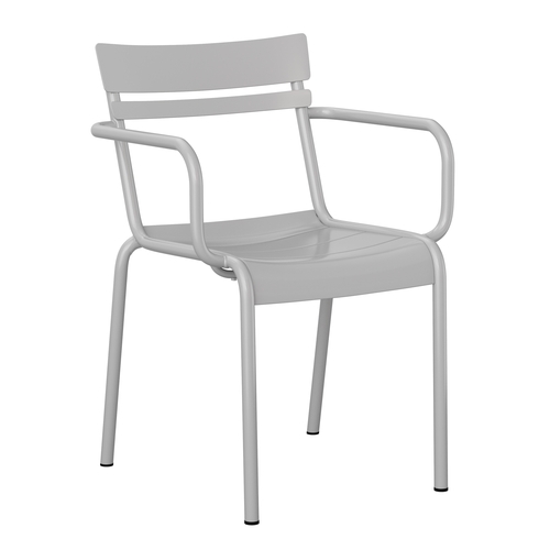 Flash Furniture XU-CH-10318-ARM-SIL-GG Nash Silver Slat Back Metal Stack Chair
