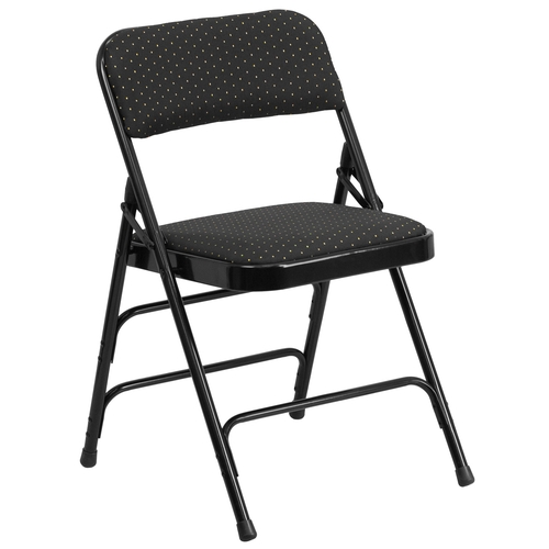 Flash Furniture AW-MC309AF-BLK-GG Hercules Black Fabric Metal Folding Chair - Set of 2