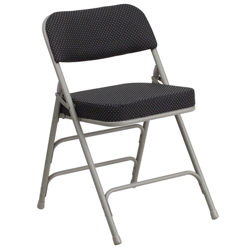 Flash Furniture AW-MC320AF-BK-GG Hercules Premium Black Fabric Metal Folding Chair - Set of 2