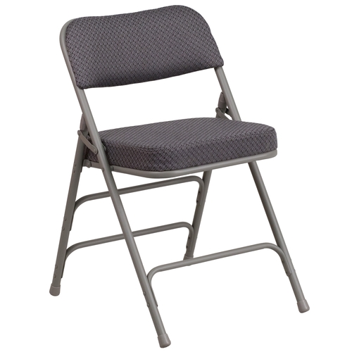 Flash Furniture AW-MC320AF-GRY-GG Hercules Premium Gray Fabric Metal Folding Chair - Set of 2