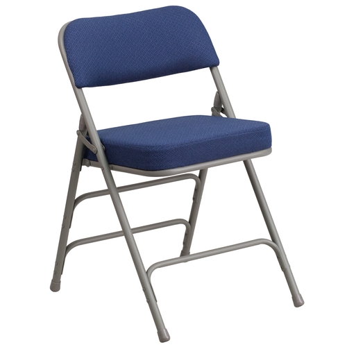 Flash Furniture AW-MC320AF-NVY-GG Hercules Premium Navy Fabric Metal Folding Chair - Set of 2