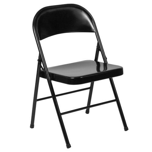 Flash Furniture BD-F002-BK-GG Hercules Black Metal Folding Chair - Set of 2