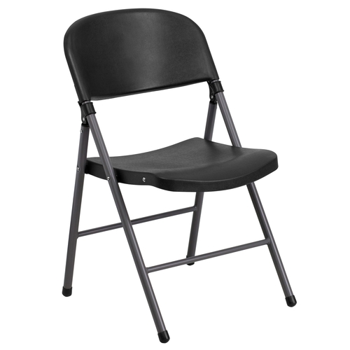 Flash Furniture DAD-YCD-50-GG Hercules Charcoal Metal Folding Chair - Set of 2