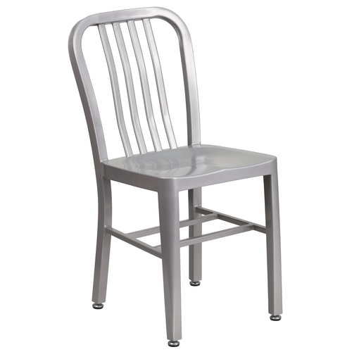 Flash Furniture CH-61200-18-SIL-GG Vertical Slat Back Galvanized Steel Chair