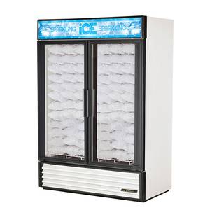 True GDIM-49NT-HC~TSL01 49 Cu.Ft Ice Bag Merchandiser Freezer W/ 2 Glass Doors White