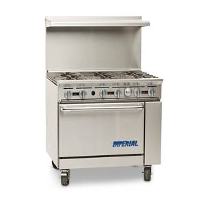 Imperial IR-6 36" Restaurant Range with 6 Open Gas Burners & Standard Oven