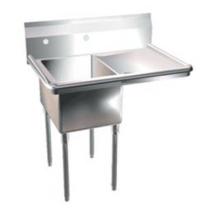 Blue Air BS1-18X One Compartment Sink w Drainboard, 18 x 18 NSF