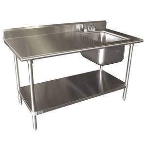 Advance Tabco KMS-11B-305* 60"x30" Stainless Work Table w/ Prep Sink & Stainless Shelf