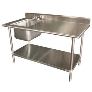 Advance Tabco KMS-11B-306L 72"x30" Stainless Work Table w/ Prep Sink On Left