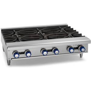 Imperial IHPA-6-36 36" Commercial Gas Hotplate Counter Top 6 Burner NSF